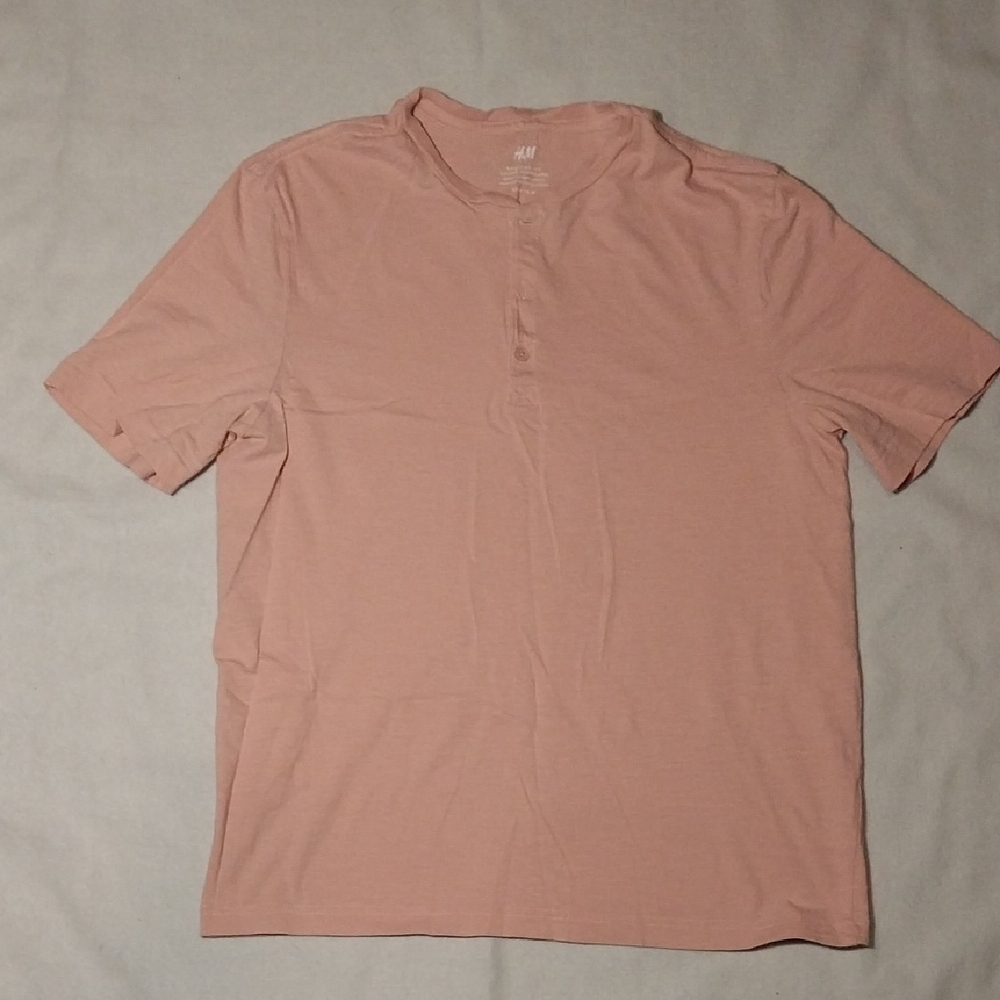 H&M Men's Soft Pink Polo Shirt